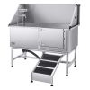 62 Inch Dog Grooming Bath Tub Stainless Steel w Ramp Water Filter