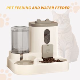 Fully Automatic 2in1 Cat Food Dispenser - Integrated Water And Food Feeding System - Cute Water Dispenser (Color: Grey)